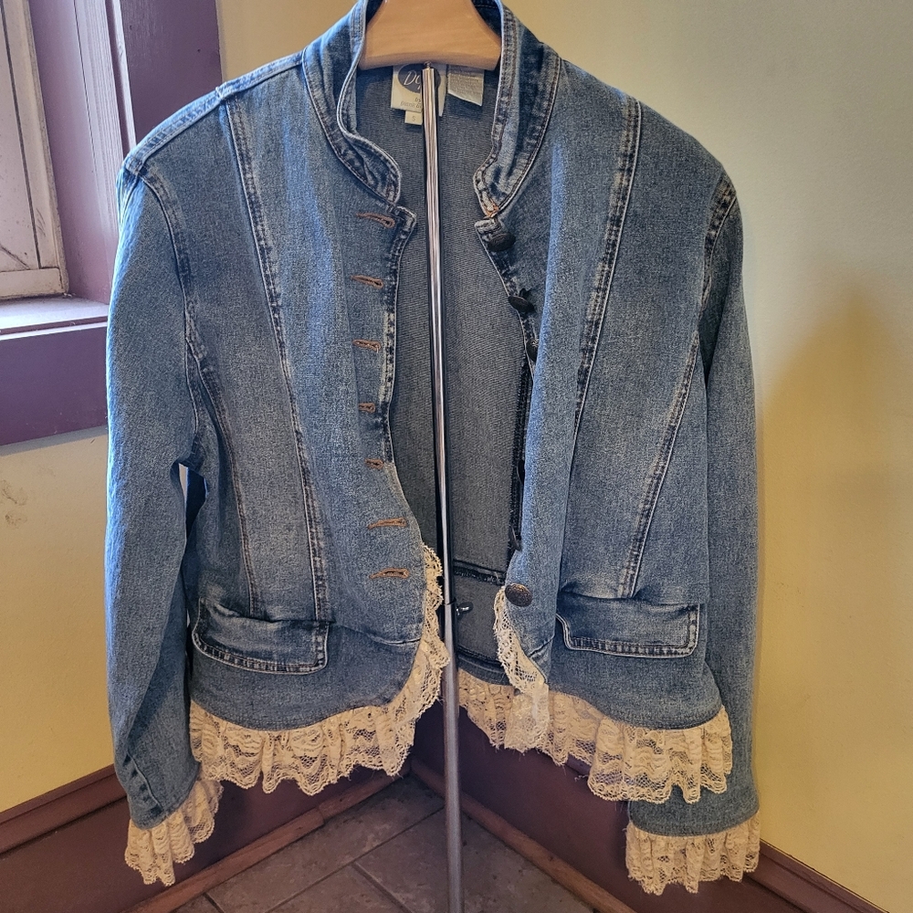 DG by Diane Gilman Denim Jacket with Lace Trim